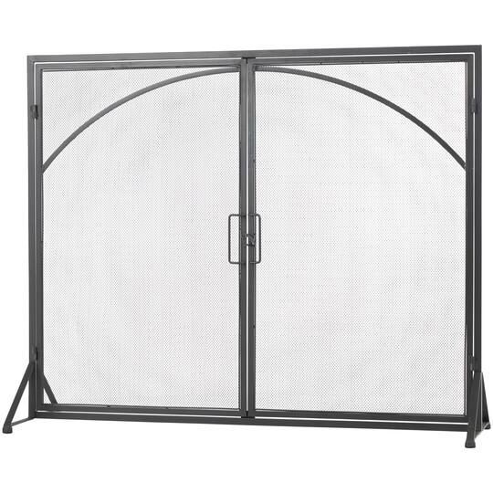 39" Black Metal Minimalistic Single Panel Fireplace Screen